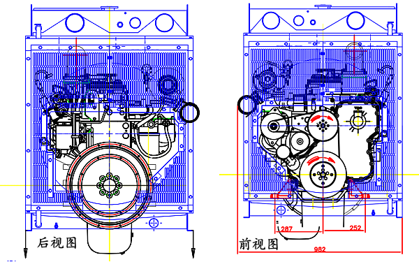 6LTAA8.9-G3東風(fēng)康明斯發(fā)動(dòng)機外形尺寸前后視圖.png