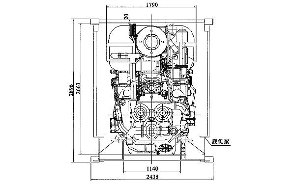 開(kāi)頂高柜集裝箱柴油發(fā)電機組橫剖面圖.png