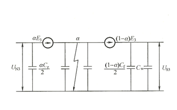 發(fā)電機單相接地時(shí)三次諧波電動(dòng)勢分布的等值電路圖.png