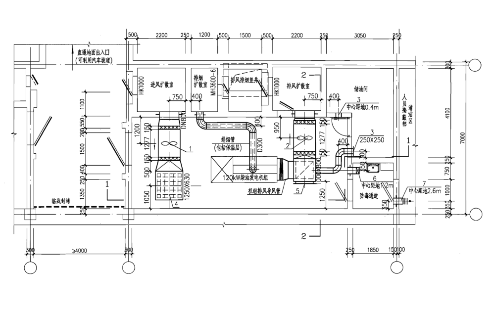 人防發(fā)電機房通風(fēng)系統平面圖.png