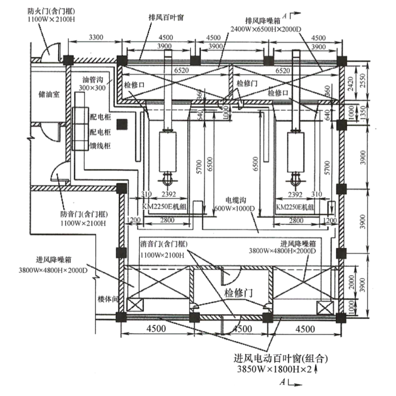 柴油發(fā)電機機房隔音降噪平面圖.png