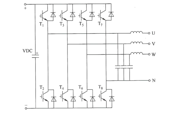 永磁發(fā)電機雙電平三相四橋臂拓撲結構圖.png