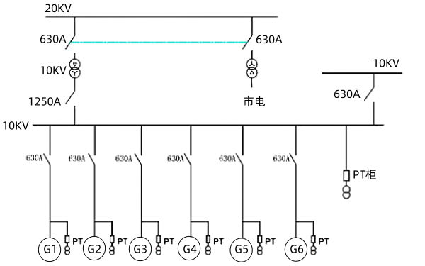 10kV高壓發(fā)電機組并機線(xiàn)路圖.png