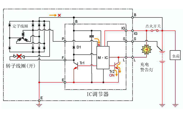 IC調節器輸出控制電路圖-硅整流發(fā)電機.png