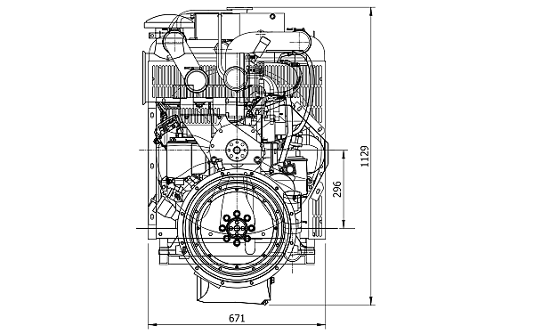 4BTAA3.9-G3東風(fēng)康明斯發(fā)動(dòng)機外形尺寸后視圖.png